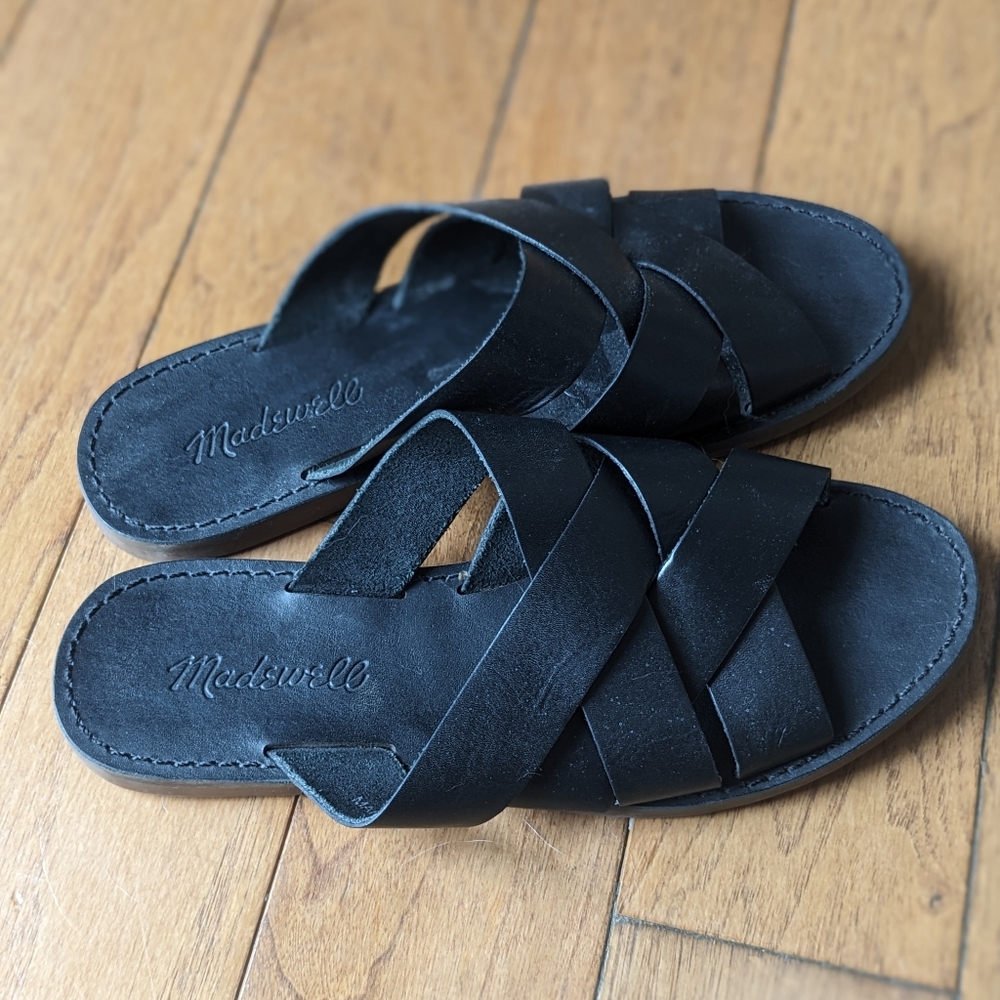 Madewell Boardwalk Woven Leather Slide Sandals Shoes L1165 Womens size 6